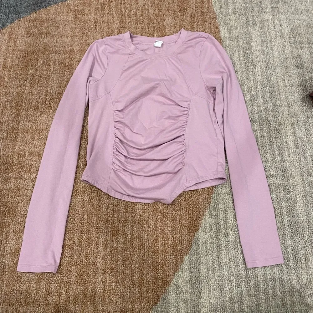 Anthropologie Daily Practice Womens Long Sleeve Seamed Tee Size S Lilac Purple - Picture 6 of 6